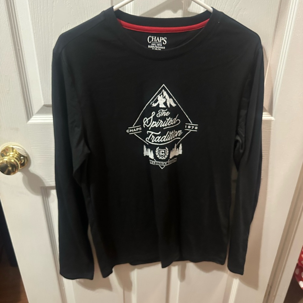 Chaps Black Graphic Long Sleeve Shirt small